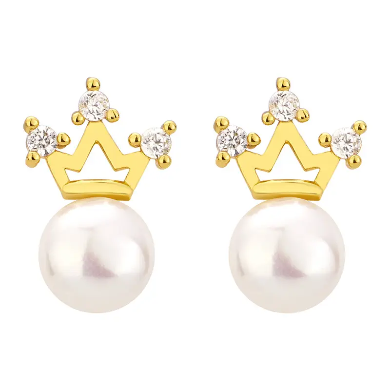 Natural Pearl Crown Earrings for Women - Image 5