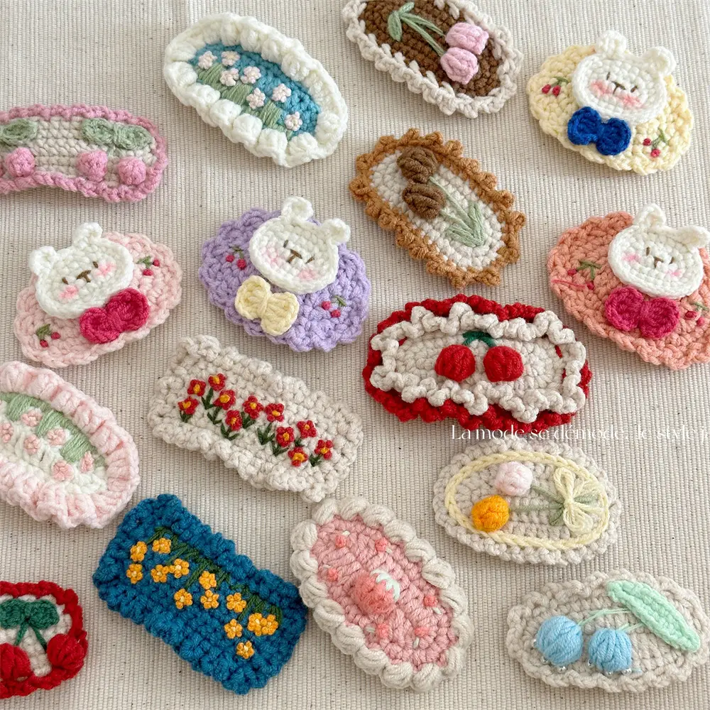 Cute Embroidered Hair Clip for Girls Autumn Winter