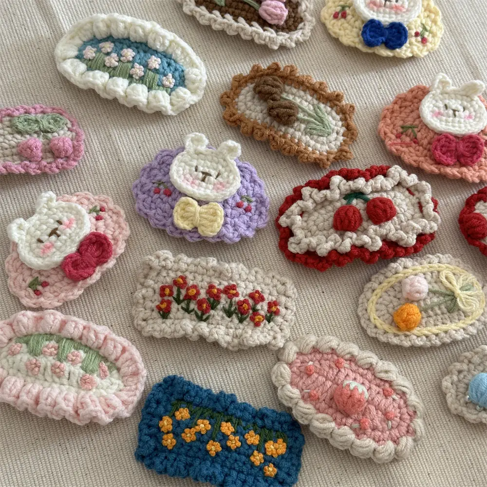 Cute Embroidered Hair Clip for Girls Autumn Winter