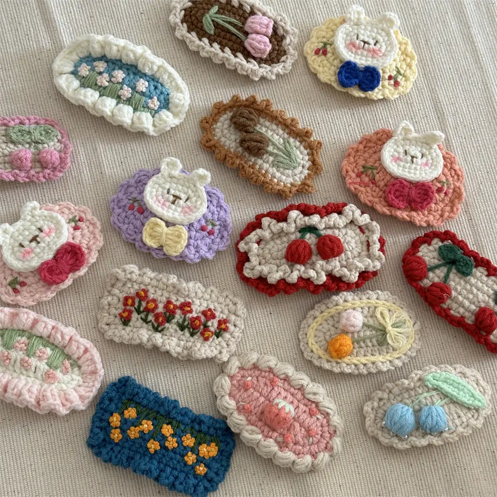 Cute Embroidered Hair Clip for Girls Autumn Winter