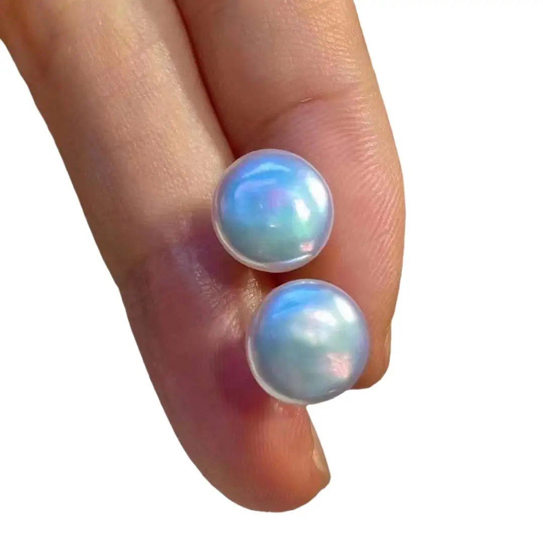 11-13mm Pearl Earrings Pink Doodle Button Fashion - Image 5