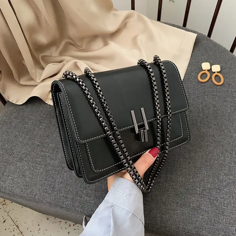Brown Textured Chain Shoulder Bag for Women - Image 7