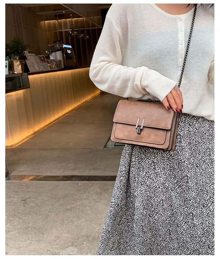 Brown Textured Chain Shoulder Bag for Women — feature 18