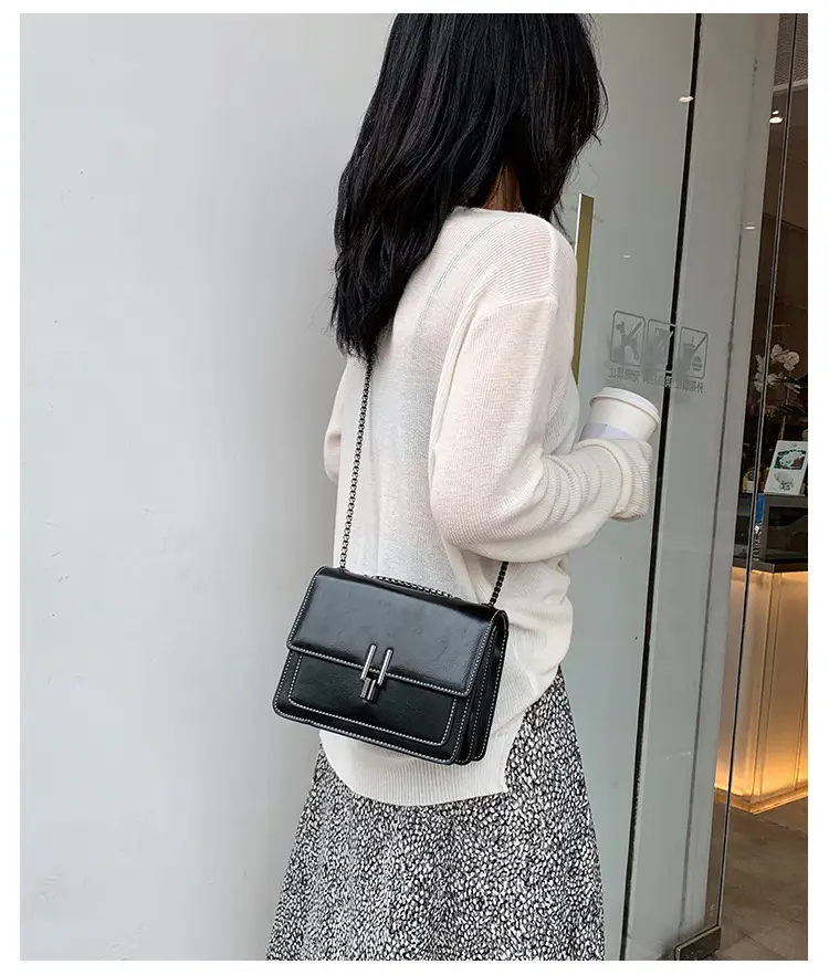 Brown Textured Chain Shoulder Bag for Women — feature 21