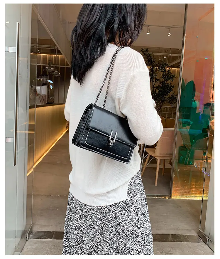 Brown Textured Chain Shoulder Bag for Women — feature 22