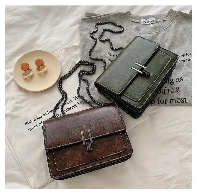Brown Textured Chain Shoulder Bag for Women — feature 29