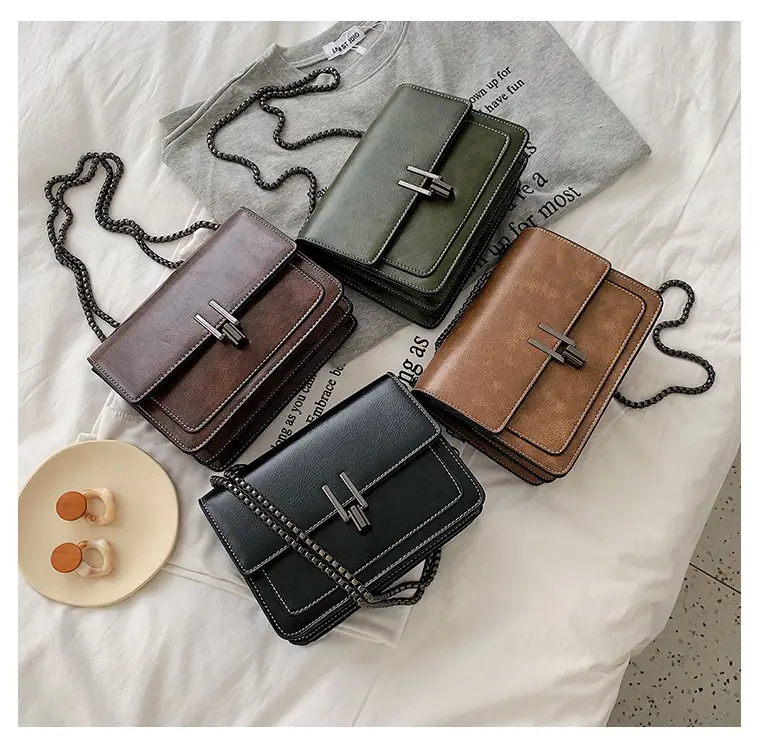 Brown Textured Chain Shoulder Bag for Women — feature 30