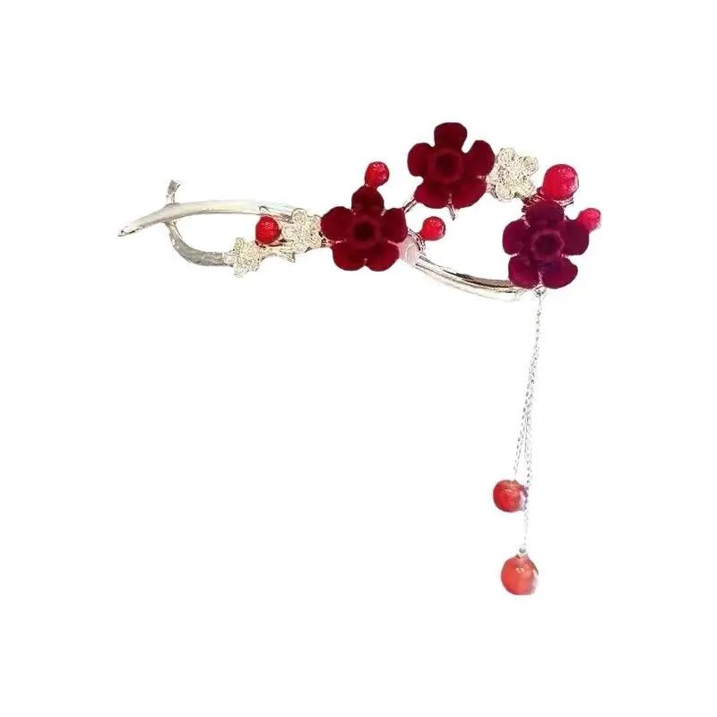Blue Rose Twisted Hairpin with Tassel & Pearl - Image 6