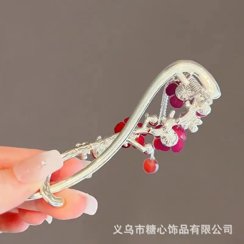 Blue Rose Twisted Hairpin with Tassel & Pearl — feature 20