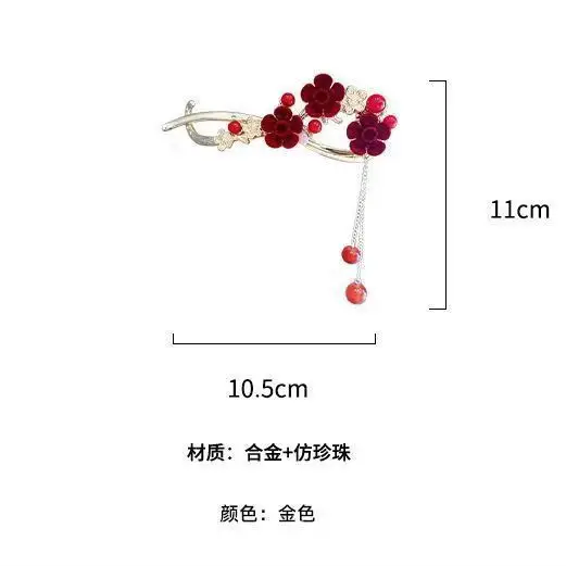 Blue Rose Twisted Hairpin with Tassel & Pearl — feature 6