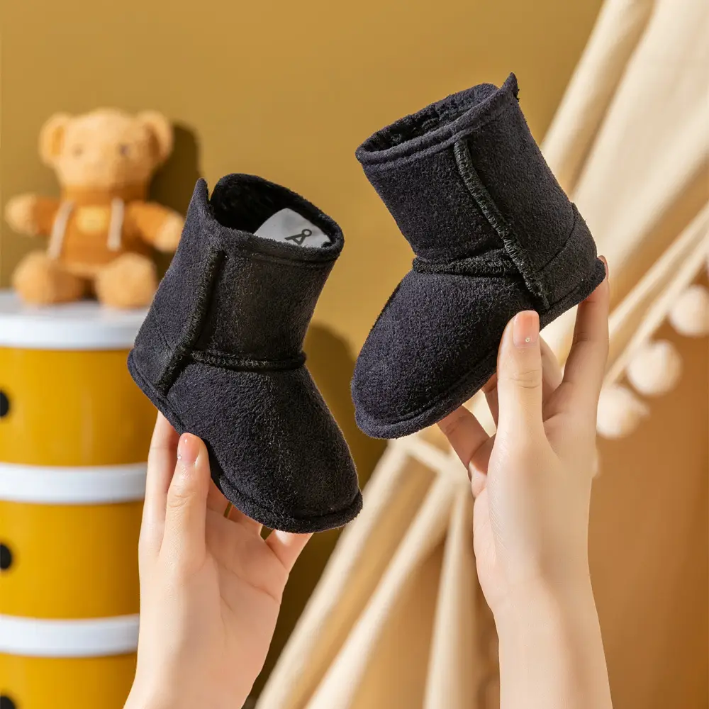 Jingshilu Baby Warm Lamb Wool Shoes Black Newborn - Image 2