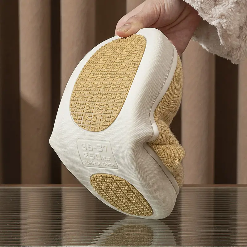 Home Indoor Non-Slip Cotton Slippers for Women in Autumn and Winter, Simple Fleece-Lined Thickened Warm Slippers for Couples, Men's Home Leisure Slippers - Image 7