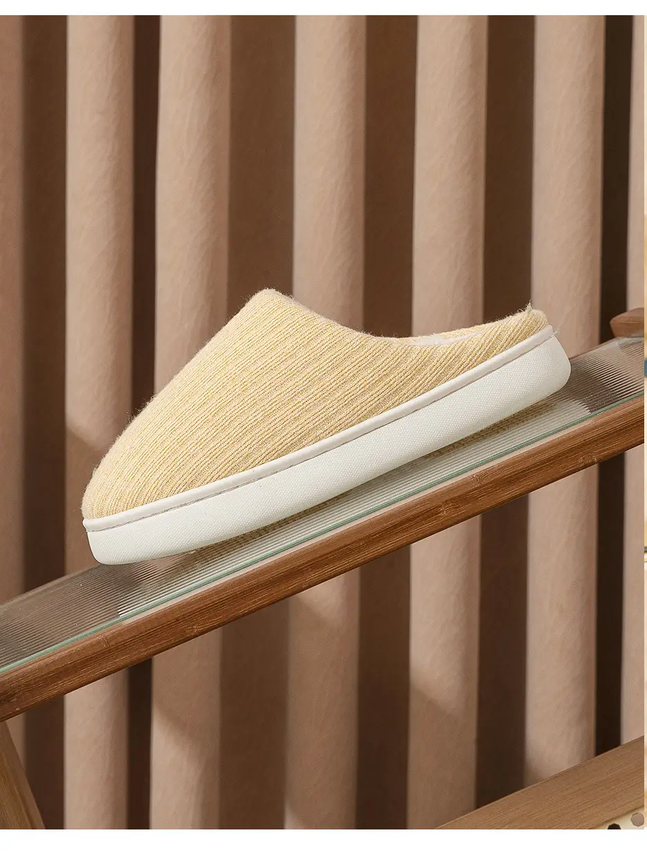 Home Indoor Non-Slip Cotton Slippers for Women in Autumn and Winter, Simple Fleece-Lined Thickened Warm Slippers for Couples, Men's Home Leisure Slippers — feature 10