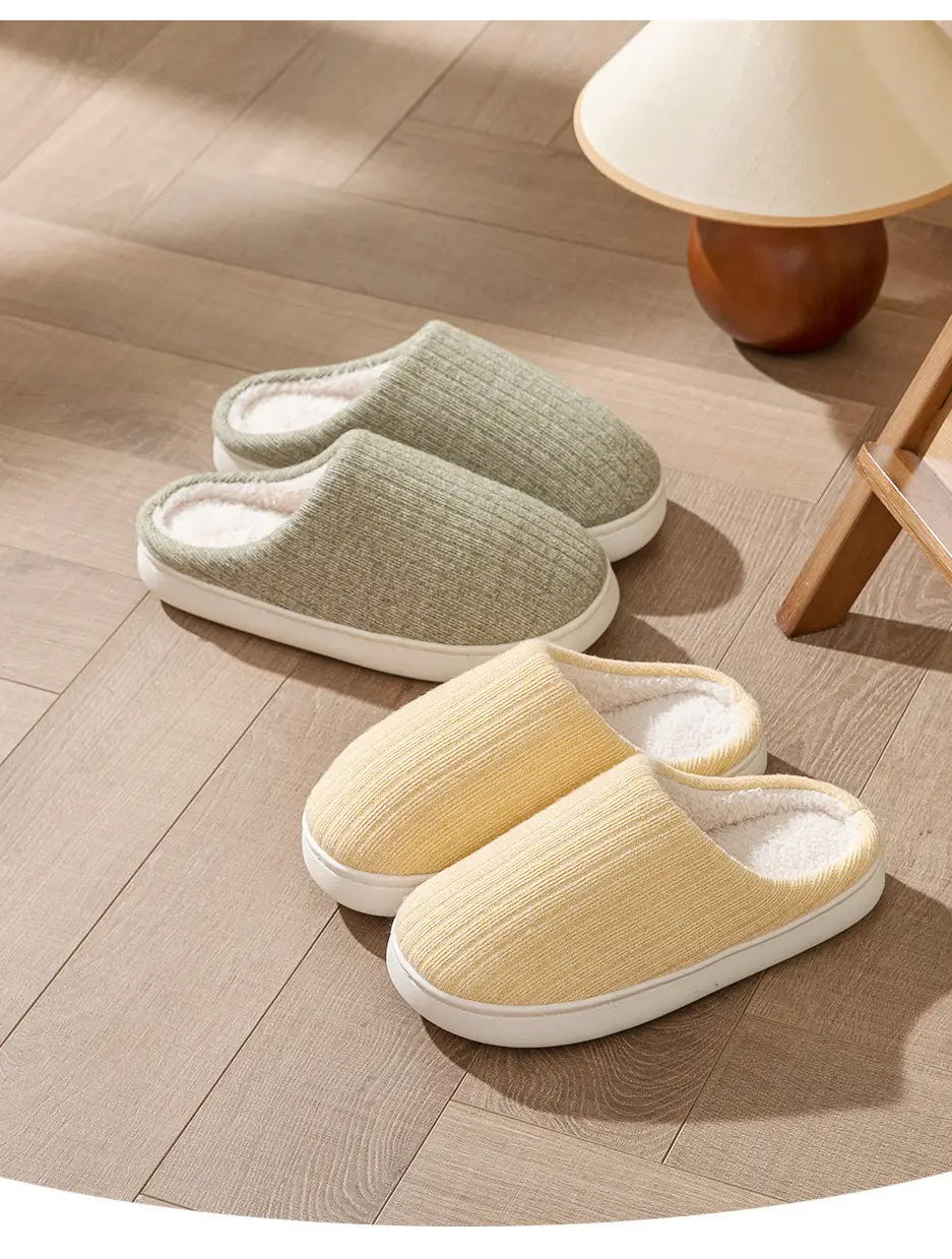 Home Indoor Non-Slip Cotton Slippers for Women in Autumn and Winter, Simple Fleece-Lined Thickened Warm Slippers for Couples, Men's Home Leisure Slippers — feature 12
