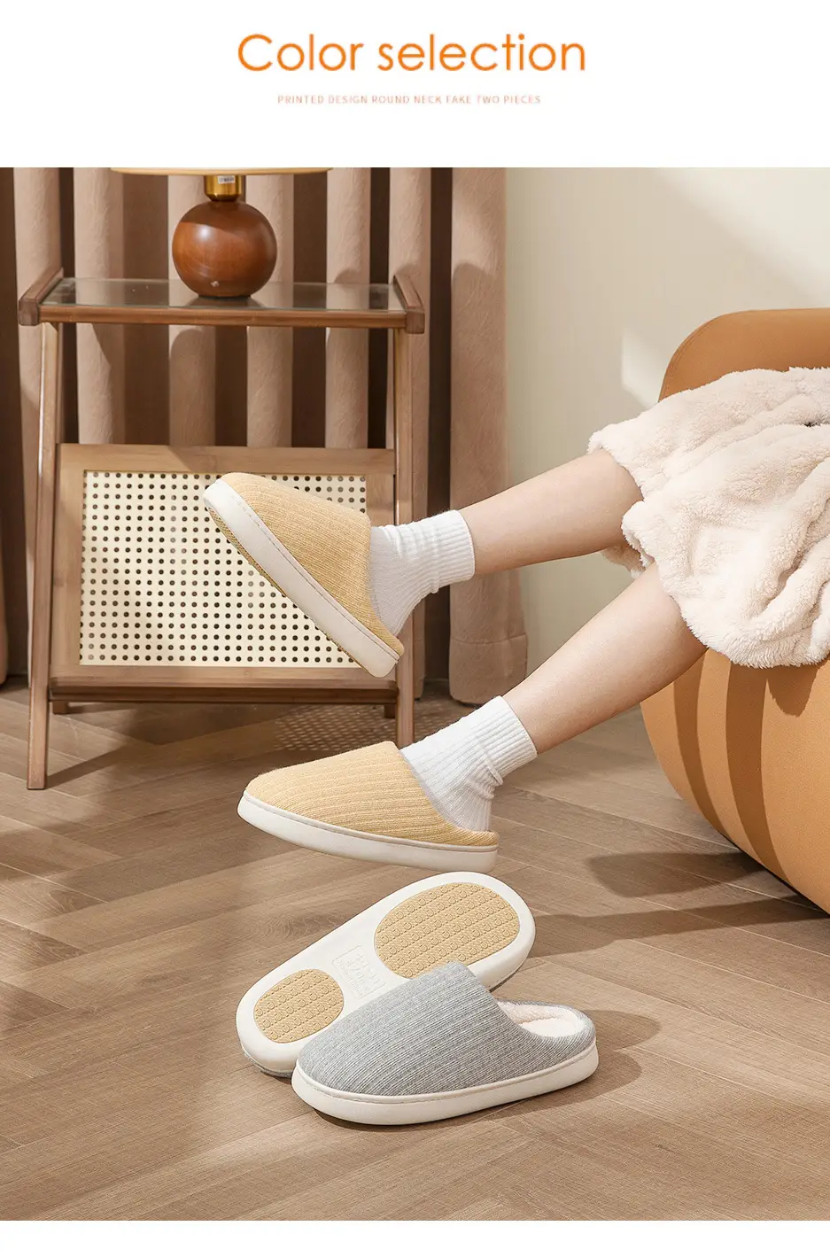 Home Indoor Non-Slip Cotton Slippers for Women in Autumn and Winter, Simple Fleece-Lined Thickened Warm Slippers for Couples, Men's Home Leisure Slippers — feature 13