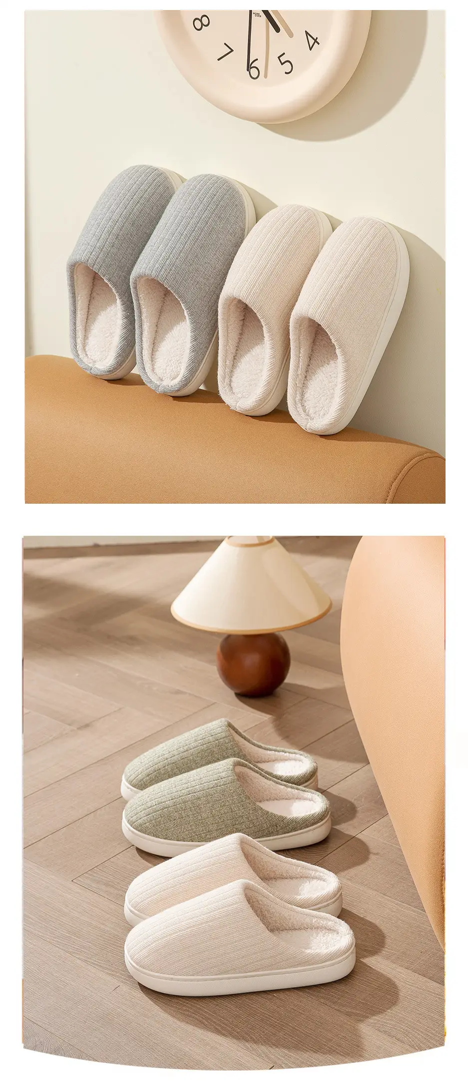 Home Indoor Non-Slip Cotton Slippers for Women in Autumn and Winter, Simple Fleece-Lined Thickened Warm Slippers for Couples, Men's Home Leisure Slippers — feature 14