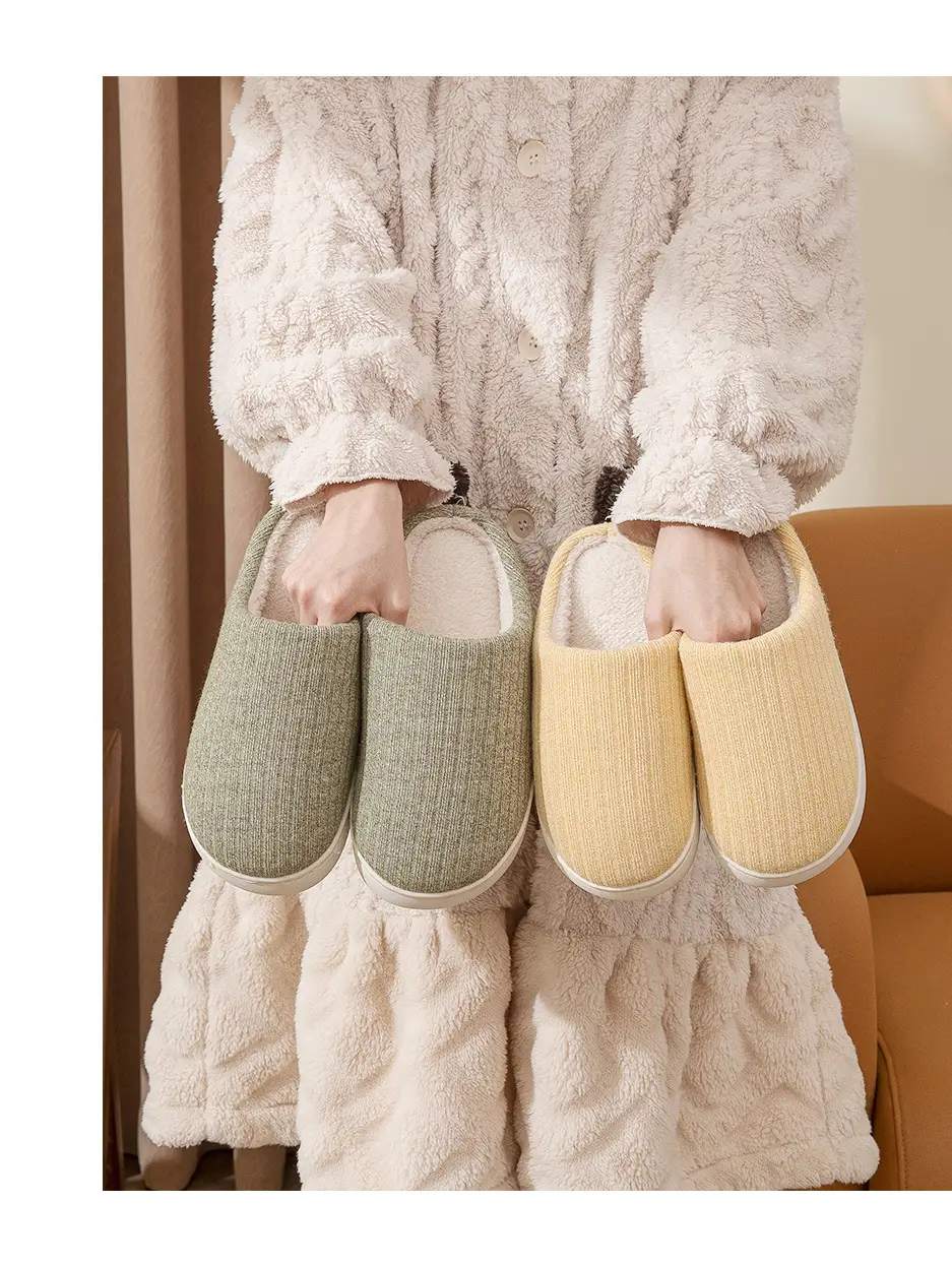 Home Indoor Non-Slip Cotton Slippers for Women in Autumn and Winter, Simple Fleece-Lined Thickened Warm Slippers for Couples, Men's Home Leisure Slippers — feature 17