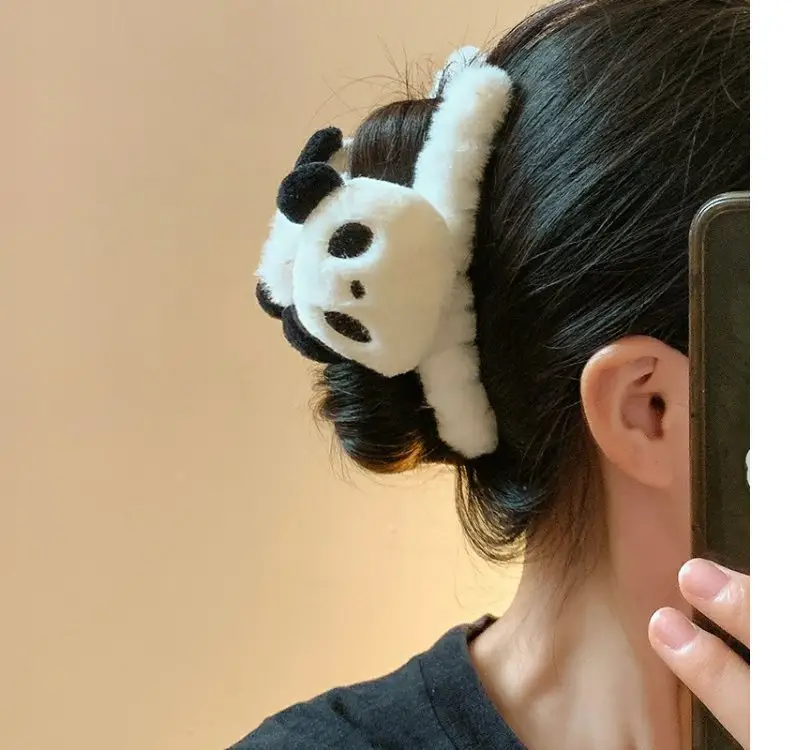 Cute Panda Plush Hair Clip for Women — feature 1