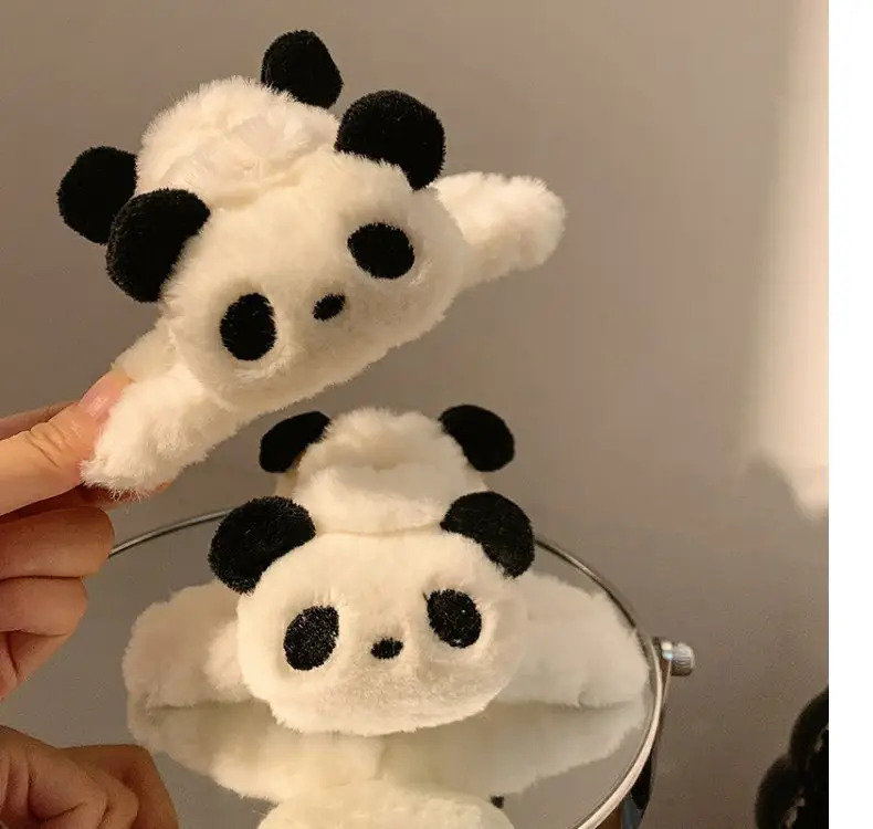 Cute Panda Plush Hair Clip for Women — feature 2