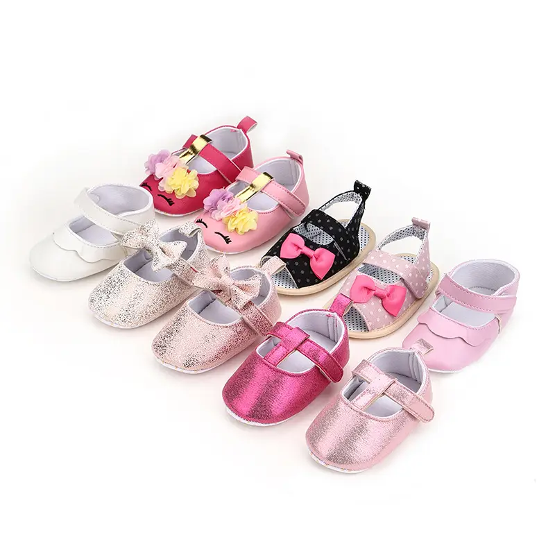 Princess baby casual non-slip soft cloth sole shoes 0-18 months baby double Velcro toddler shoes PU leather sandals - Image 5