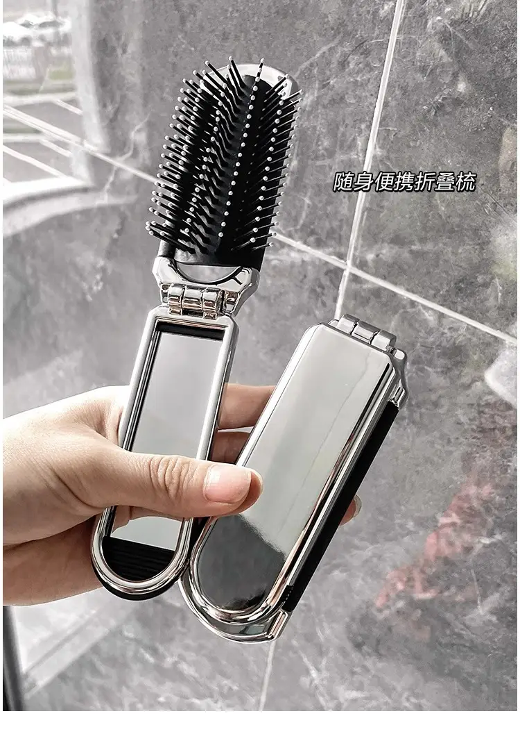 Women's Mini Hair Brush with Mirror and Air Cushion Design — feature 1