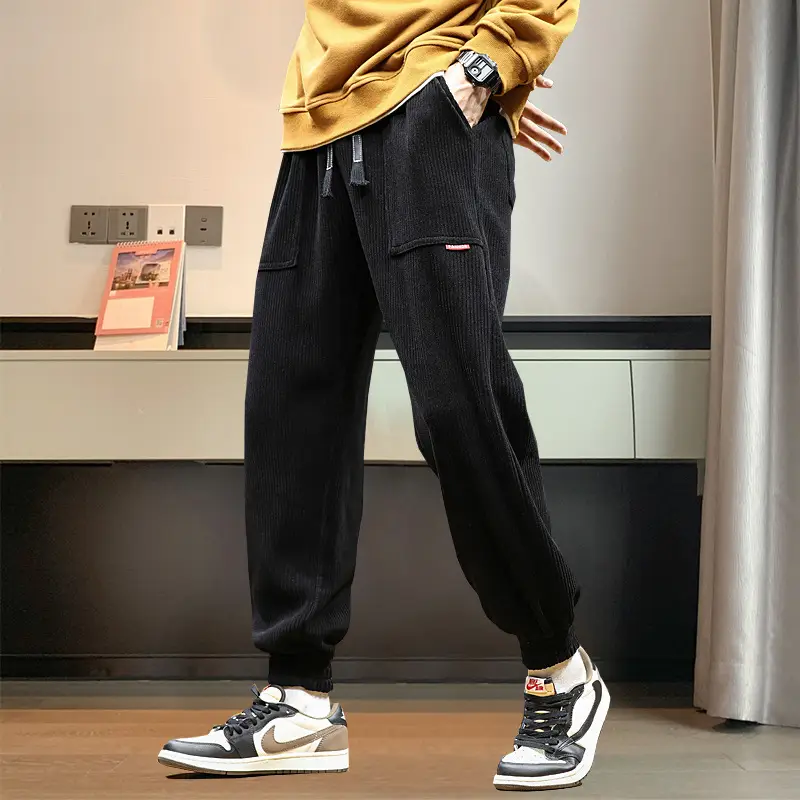 Men Fleece Lined Grey Winter Tied Pants - Image 6
