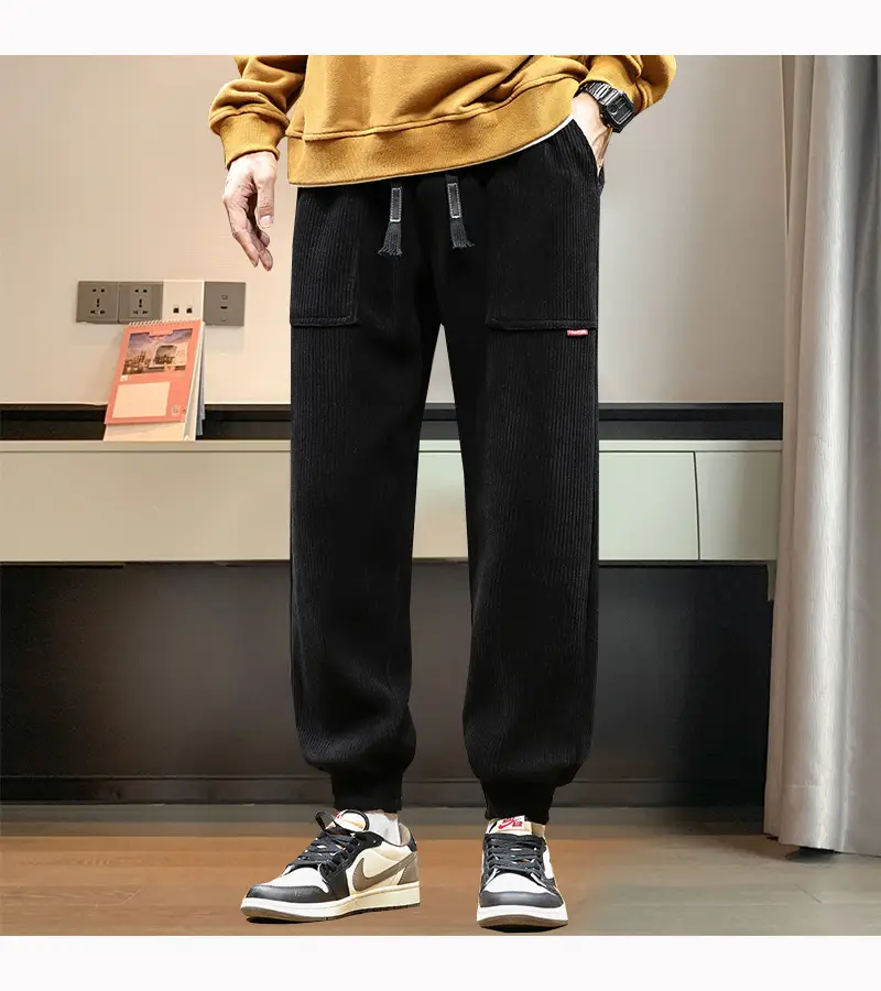 Men Fleece Lined Grey Winter Tied Pants — feature 10