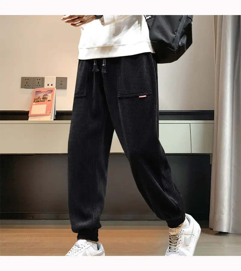 Men Fleece Lined Grey Winter Tied Pants — feature 11