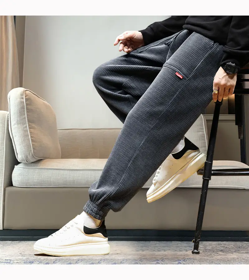 Men Fleece Lined Grey Winter Tied Pants — feature 6