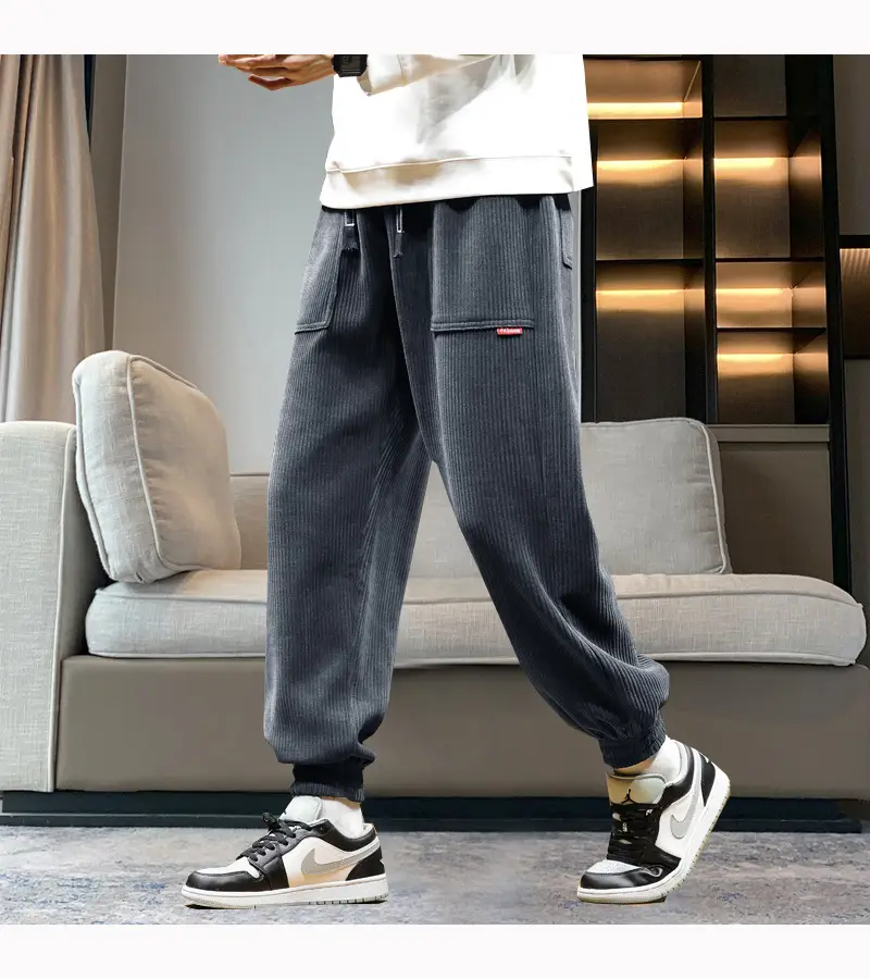 Men Fleece Lined Grey Winter Tied Pants — feature 7