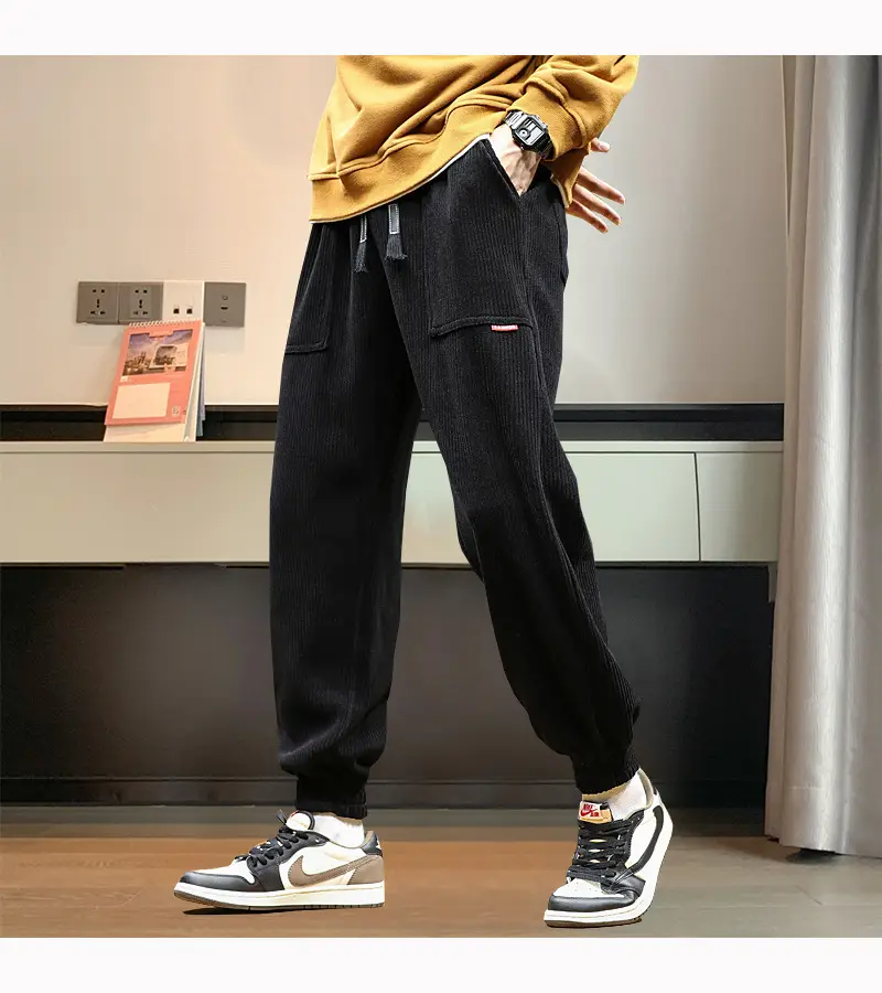 Men Fleece Lined Grey Winter Tied Pants — feature 8