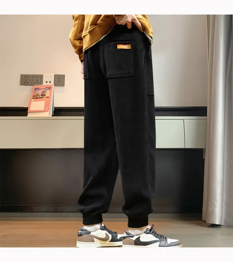 Men Fleece Lined Grey Winter Tied Pants — feature 9