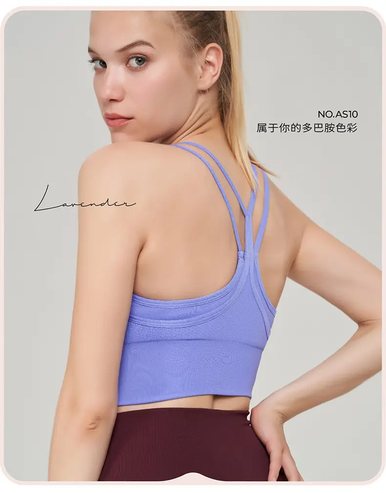 New fake two-piece sports underwear women's thin shoulder strap beauty back shockproof running yoga workout clothes sports bra vest — feature 15