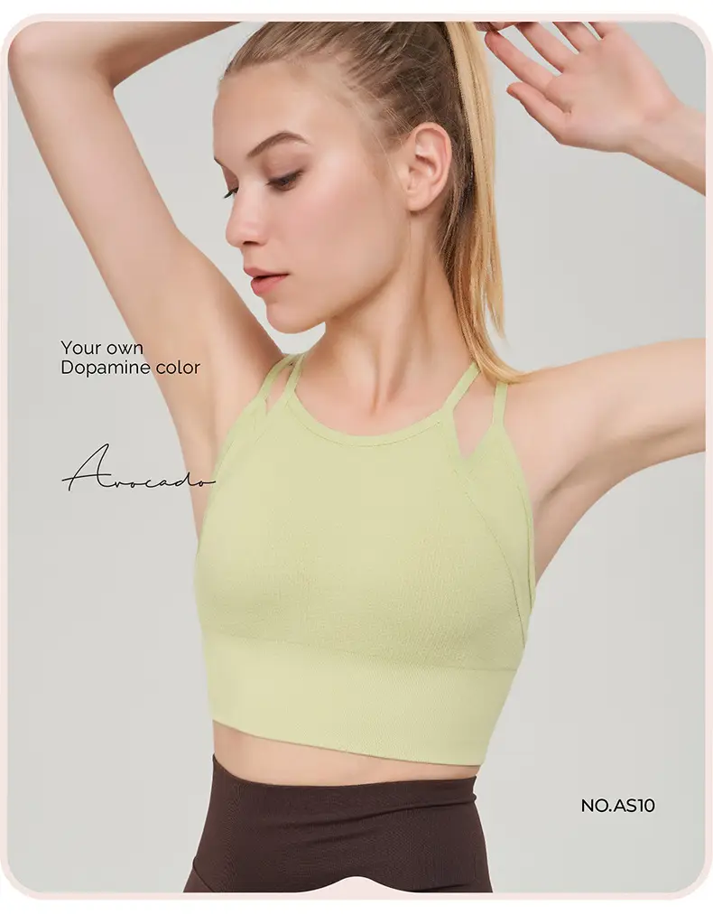 New fake two-piece sports underwear women's thin shoulder strap beauty back shockproof running yoga workout clothes sports bra vest — feature 16