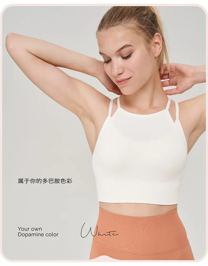 New fake two-piece sports underwear women's thin shoulder strap beauty back shockproof running yoga workout clothes sports bra vest — feature 17