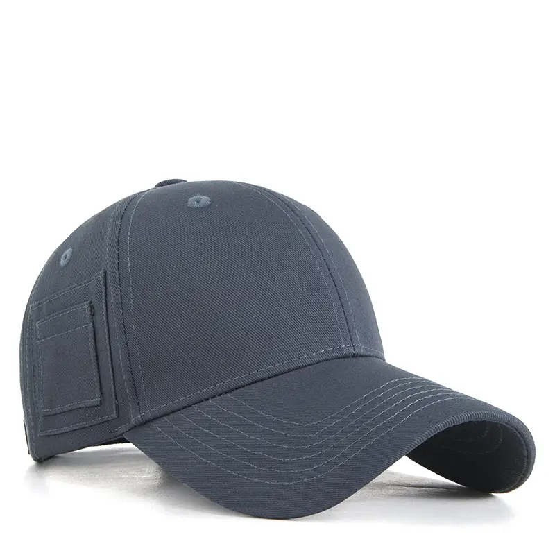 Men's Beige Peaked Cap with Personal Pocket Storage - Image 2