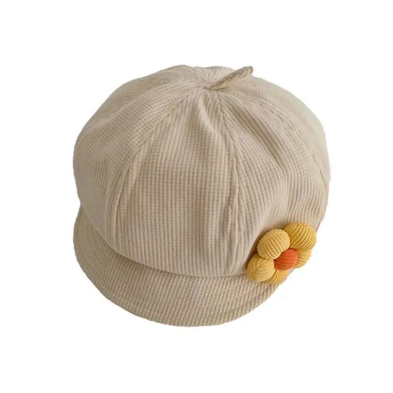 Yipan Children's Beige Peaked Cap with Flower Decor - Image 7