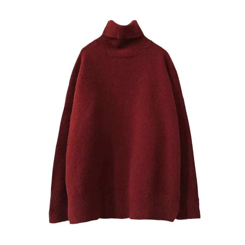 Women High Collar Knitted Sweater Grey 2025 - Image 13