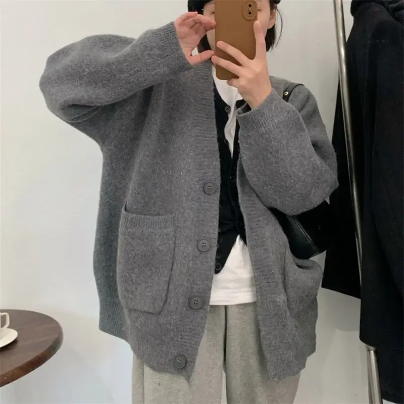 Women High Collar Knitted Sweater Grey 2025 — feature 1
