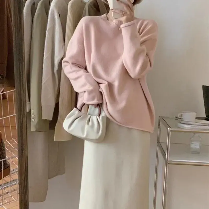 Women High Collar Knitted Sweater Grey 2025 — feature 6