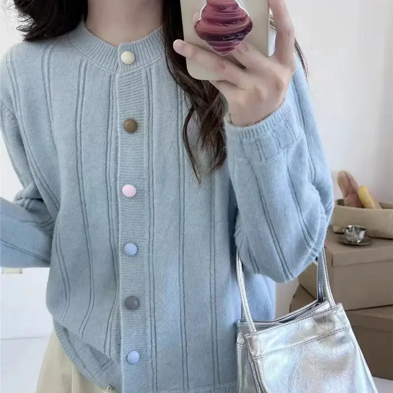 Women High Collar Knitted Sweater Grey 2025 — feature 8