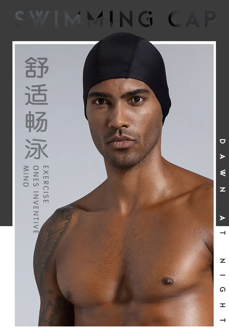 Men's swimming cap cloth swimming cap large comfortable ear protection fashion adult swimming hat swimming goggles suit durable — feature 1