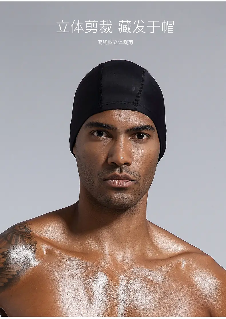 Men's swimming cap cloth swimming cap large comfortable ear protection fashion adult swimming hat swimming goggles suit durable — feature 4