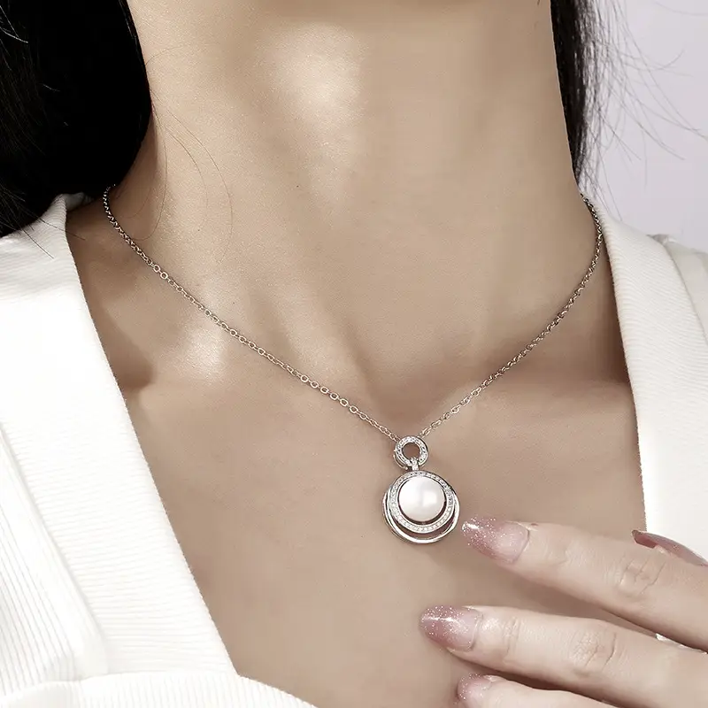 Golden Pearl Pendant Necklace for Women - Image 3