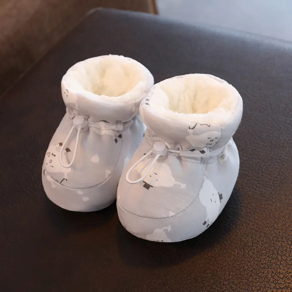 Pink Fleece Baby Shoes for 3-13M Olds Anti-Slip Warm