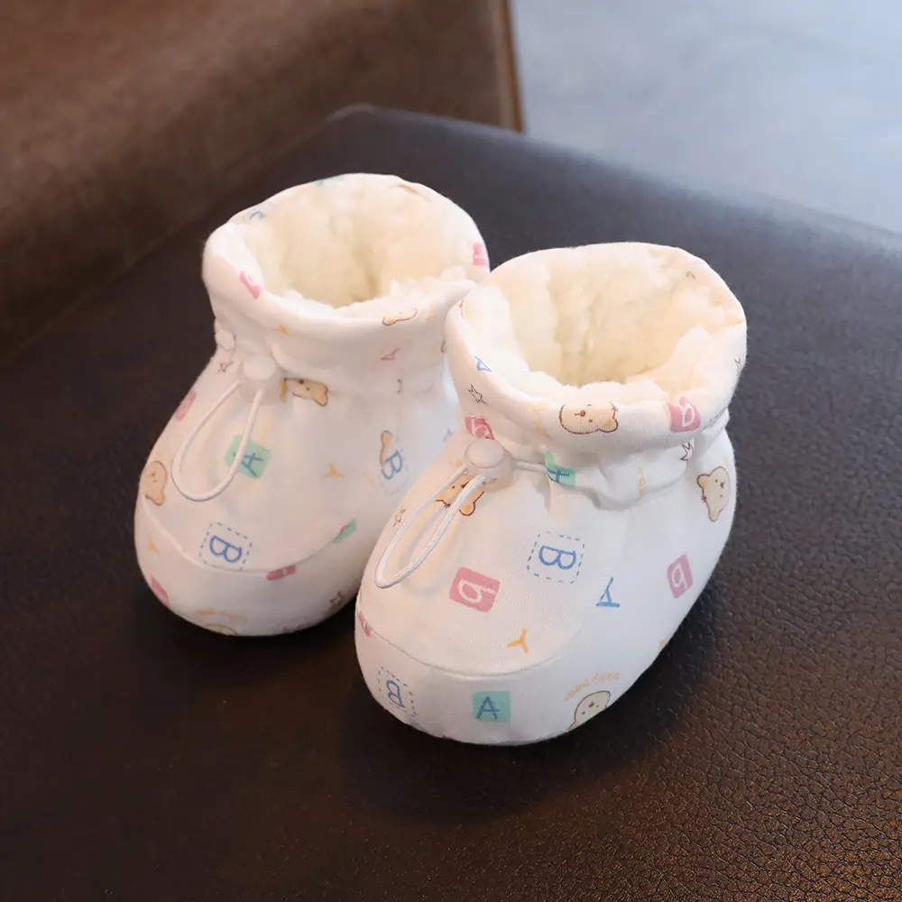 Pink Fleece Baby Shoes for 3-13M Olds Anti-Slip Warm