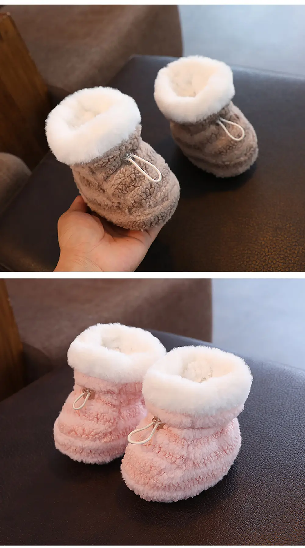 Pink Fleece Baby Shoes for 3-13M Olds Anti-Slip Warm — feature 13