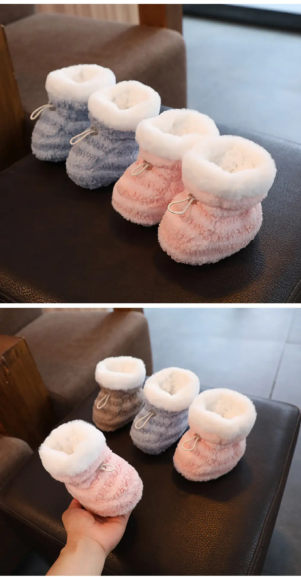 Pink Fleece Baby Shoes for 3-13M Olds Anti-Slip Warm — feature 14