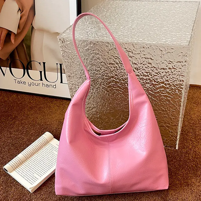 Women Large Capacity Shoulder Bag Silver Leather 2026 - Image 4