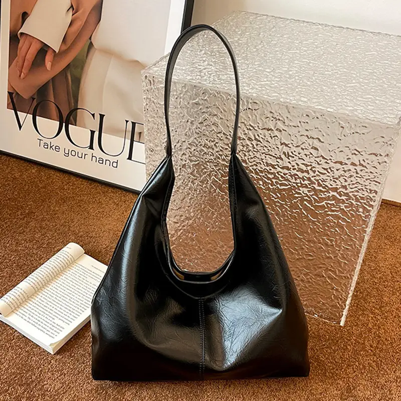 Women Large Capacity Shoulder Bag Silver Leather 2026 - Image 5
